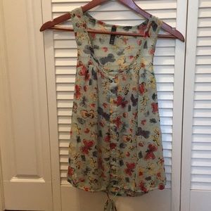 Sheer blue butterfly tank